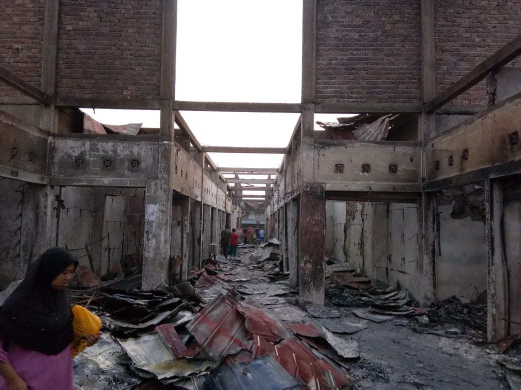 Ini Kondisi Pasar Sungai Salak Inhil Setelah Dilalap Si Jago Merah